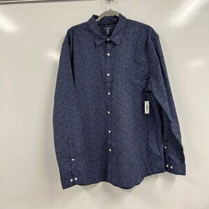 Men’s XXL Navy Patterned Button-Down Minimalist Fall Overshirt Smart Dadcore NWT